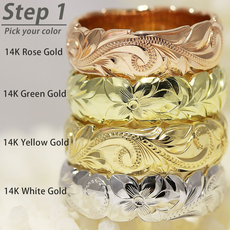 [14K Gold] 6mm Anuenue Rainbow Two-tone Open Bangle Bracelet/ Flat *Made to order*