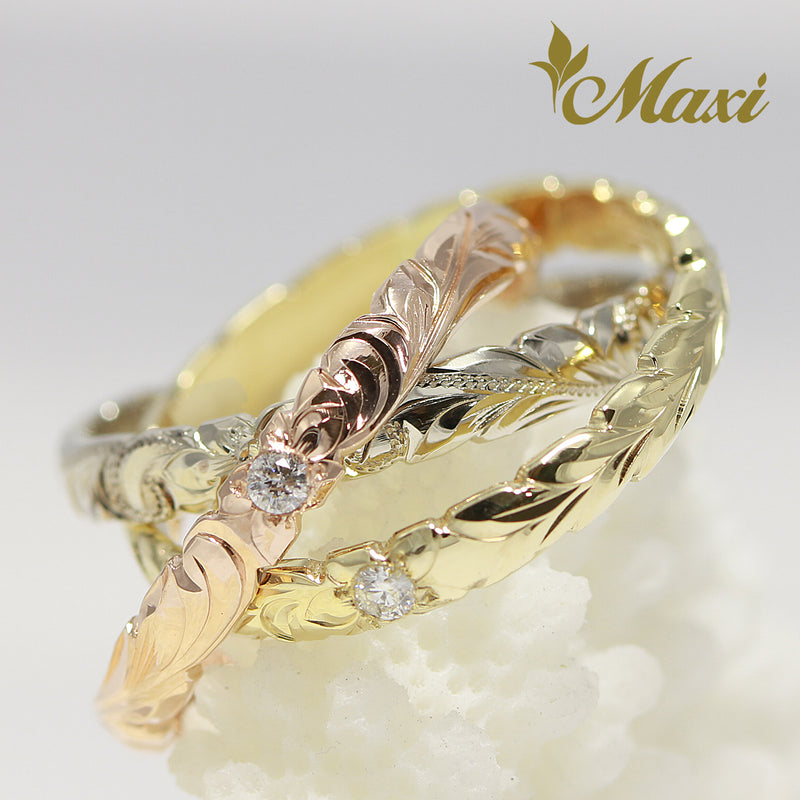 [14K/18K Gold] 3mm Width Triple Ring with Diamond*Made-to-order*TRDSP　14金　３mm　ダイヤモンド　３連リング