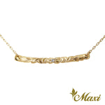 [14K Gold]32mm x 3mm Horizontal Bar Necklace-Diamond *Made-to-order* (TRDSP)(Best Seller)