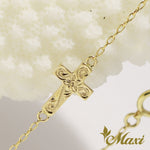 [14K Gold] Cross Charm Bracelet/Anklet with Diamond(B0179)