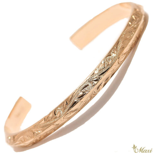 [14K Yellow Gold] 6mm Width Angled Open Bangle Bracelet*Made-to-order*(B0471)