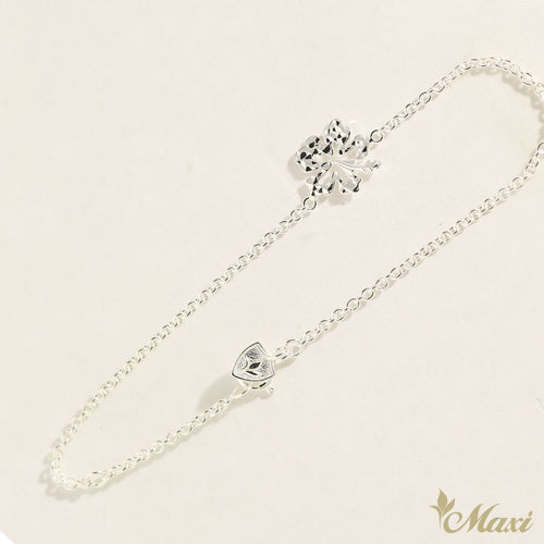 [Silver 925] Hibiscus Flower Charm Bracelet/Anklet (B0555SS)