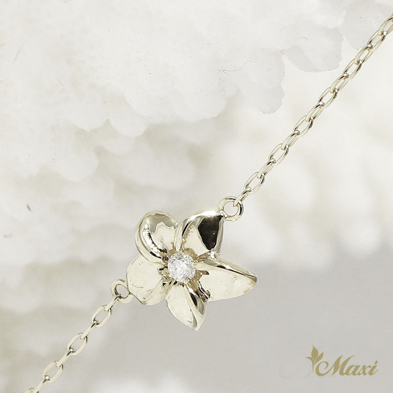 [Silver 925] Hawaiian Plumeria Flower Bracelet/Anklet (B0557SS)