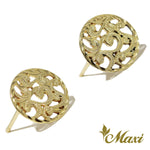 [14K Gold] Round Cut Work Scroll Pierced Earring *Made-to-order*(E0134-stud)