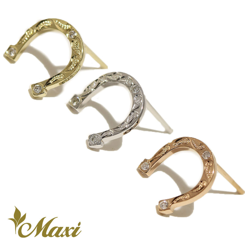 [14K Gold] Horseshoe Earring with Diamond *Made-to-order*(E0209)