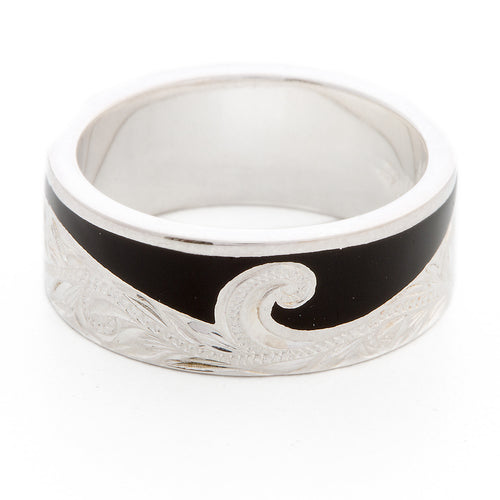 Silver 925 Enamel Wave Ring Small