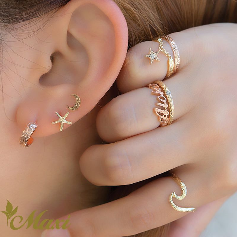 [14K Gold] Crescent Moon Pierced Earring*Made-to-order* (E0175)
