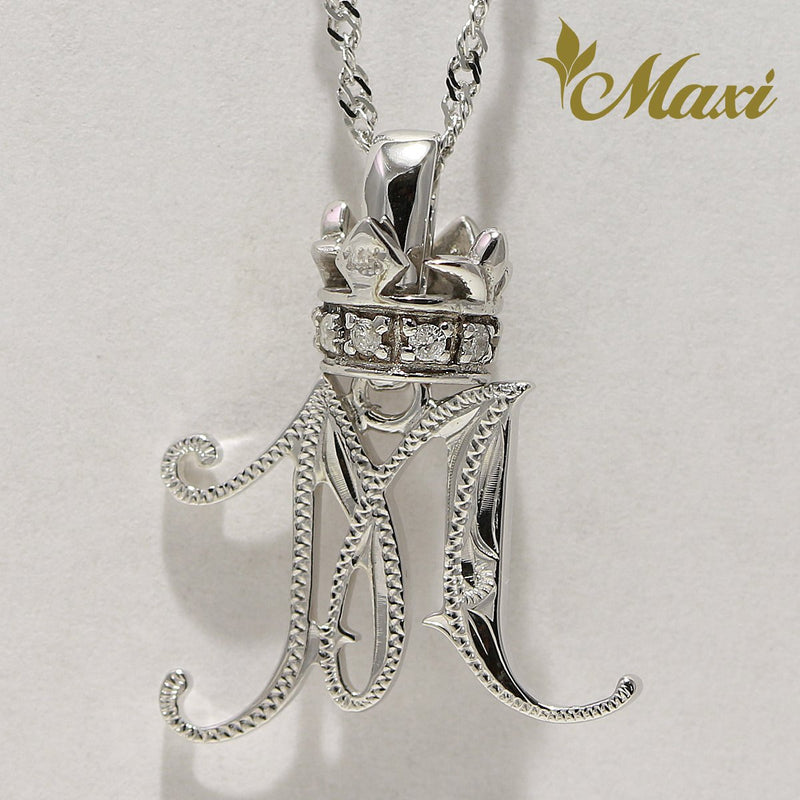 [14K Gold] Initial Pendant with Diamond Crown (P0428/A0124)