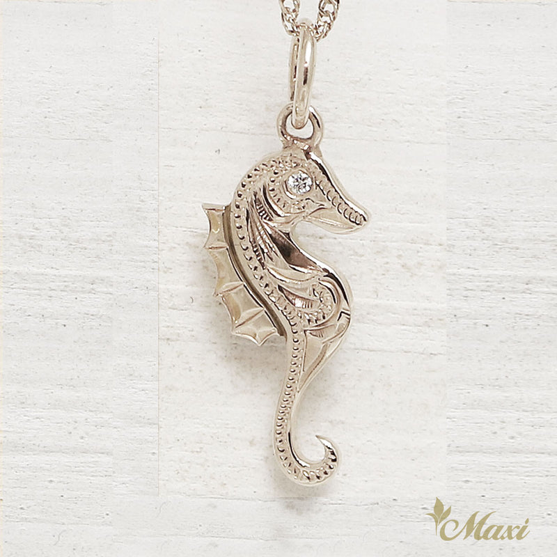 [Silver 925] Seahorse Pendant-Hand Engraved Traditional Hawaiian Design (P0949)