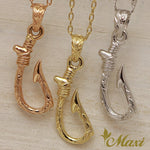 [14K Gold] Narrow Fishhook Pendant Small*Made-to-order* (P1090)