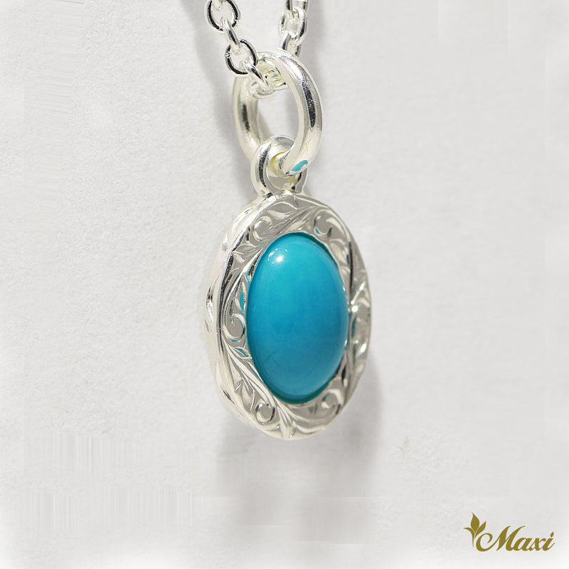 [Silver 925] Turquoise Pendant -Extra Small 9.5mm x 7mm*Made-to-order*(P1261)