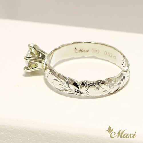 [Platinum] Half Carat Diamond 4mm Ring - Fashion/ Engagement/Custom (R0133+0.5ctDia)