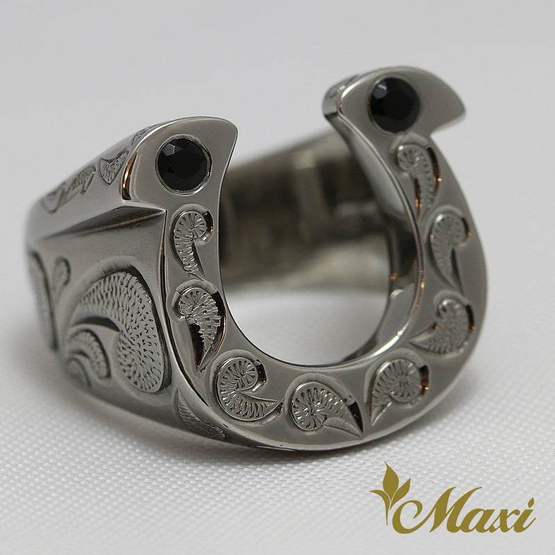 [Black Chrome Silver 925] Horseshoe Ring  [Made to Order] (R0146)