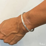 [Silver 925] 4mm Flat Wave Side Bangle Bracelet *Made-to-order* (B0577)