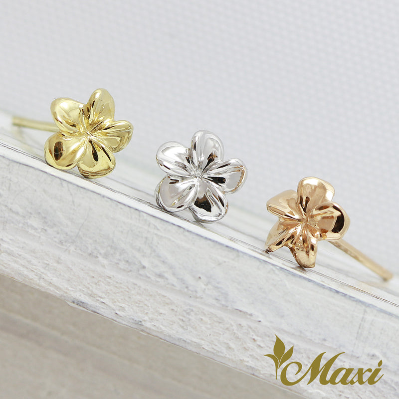 [14K Gold] Petite Plumeria Flower Pierced Earring[Made to order] (E0206)