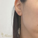 [14K Gold] Hawaiian Hand Engraved Pattern Bar Chain Pierced Earring*Made-to-order*(E0222 holder chain)