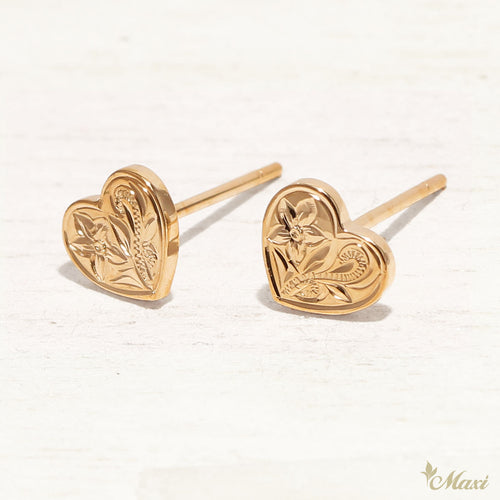 [14K/18K Gold] Heart Stud Pierced Earring Small*Made-to-order* (E0139) ゴールド ハート ピアス　