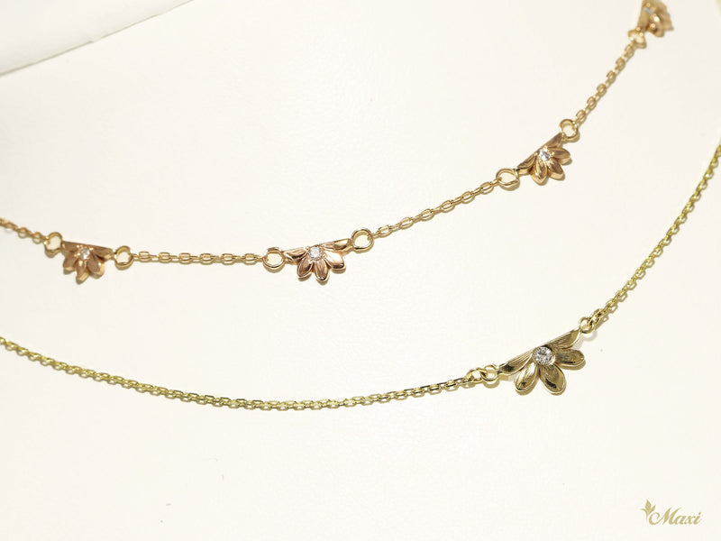 [14K Gold] Naupaka Flower Quartet Necklace