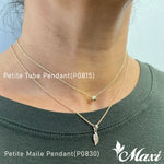 [14K Gold] Petite Maile Leaf Pendant with Diamond(P0830)