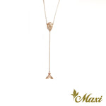 [14K Gold] Rosary Style Necklace Long - Whale Tail Charm  *Made-to-order*(N0347)　14金　ロザリー　ネックレス　クジラ　