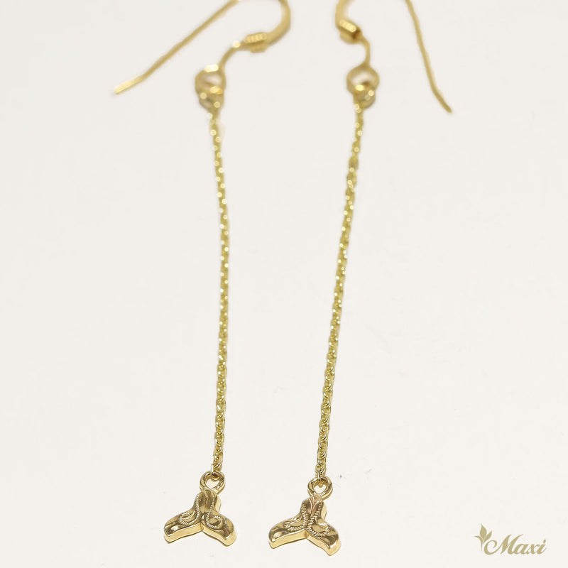 [14K Gold] Kohola Whale Tail Chain pierced earring (TRD-E2) 14金 ホエールテール ピアス