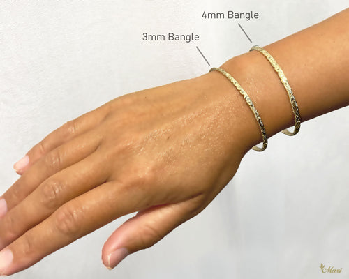 [14K Gold] 4mm Width 1.7mm Thick Open Bangle Bracelet *Made-to-order*
