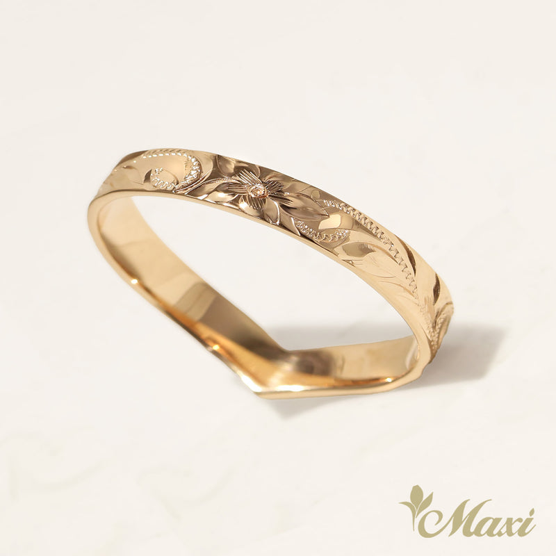 3mm Kohola Whale Tail Ring [14K/18K Gold]
