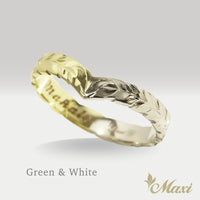 3mm Kohola Whale Tail Ring-Hawaiian Maile Pattern-Cutout-Two tone [14K Gold]
