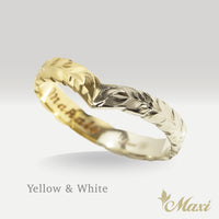 3mm Kohola Whale Tail Ring-Hawaiian Maile Pattern-Cutout-Two tone [14K Gold]