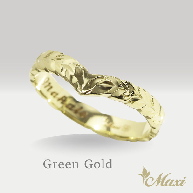 3mm Kohola Whale Tail Ring-Hawaiian Maile Pattern-Cutout [14K/18K Gold]