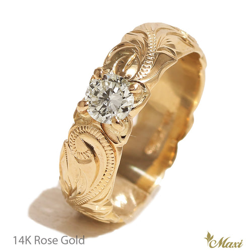 [14K Gold] 6mm Ring with 0.39ct Diamond- Fashion/ Engagement (R0136+Dia)