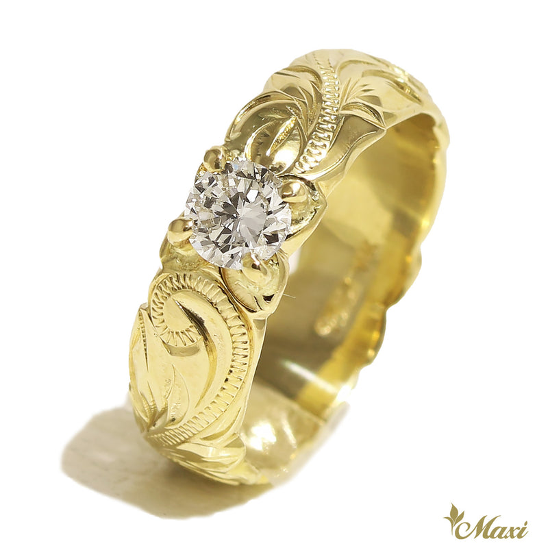 [14K Gold] 6mm Ring with 0.39ct Diamond- Fashion/ Engagement (R0136+Dia)