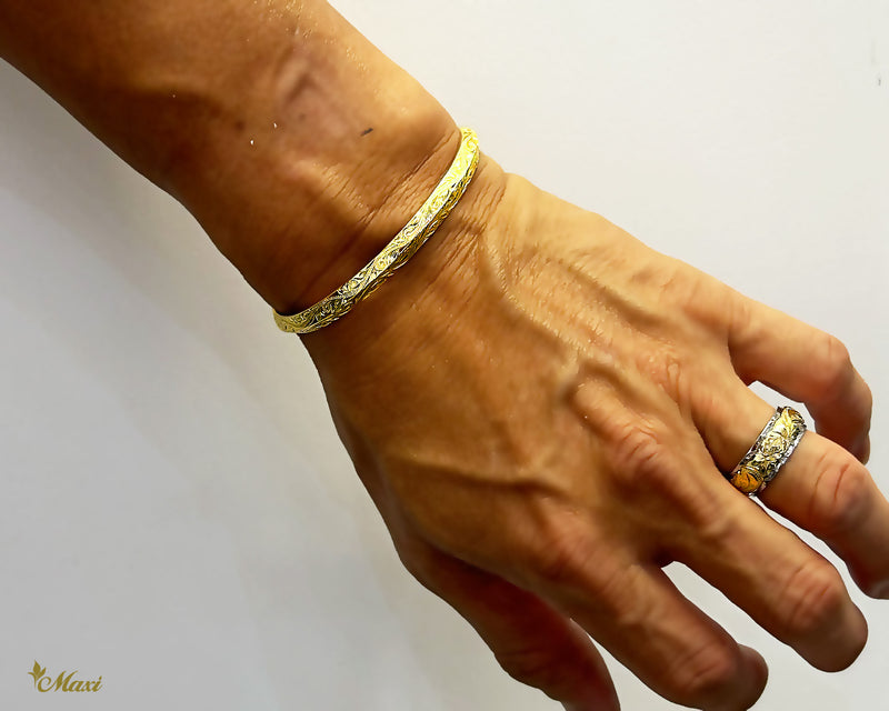 14K Gold] 6mm Width Angled Open Bangle Bracelet*Made-to-order