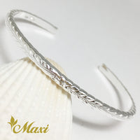 3mm Bangle Bracelet_1mm Thick - Old Maile Design [Silver 925]_ B0523 _ QQ