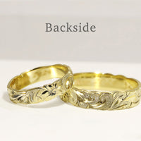 4mm & 6mm Half Honu_Hawaiian Sea Turtle Couple Rings [14K/18K Gold/Platinum]