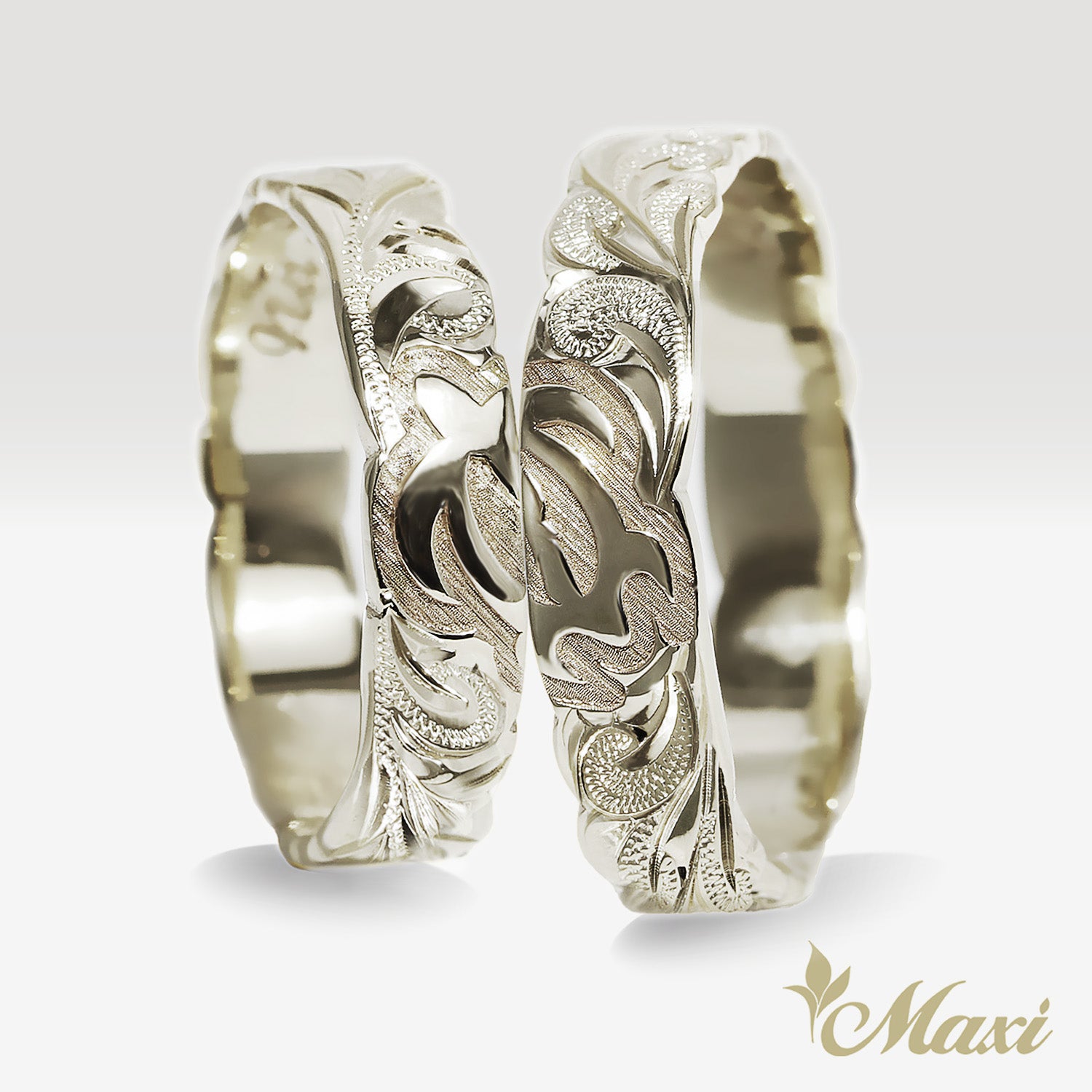 4mm & 6mm Half Honu_Hawaiian Sea Turtle Couple Rings [14K/18K Gold/Platinum]