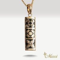 Hawaiian Quilt Pendant-Honu,Naupaka,Kukui [14K/18K Gold]