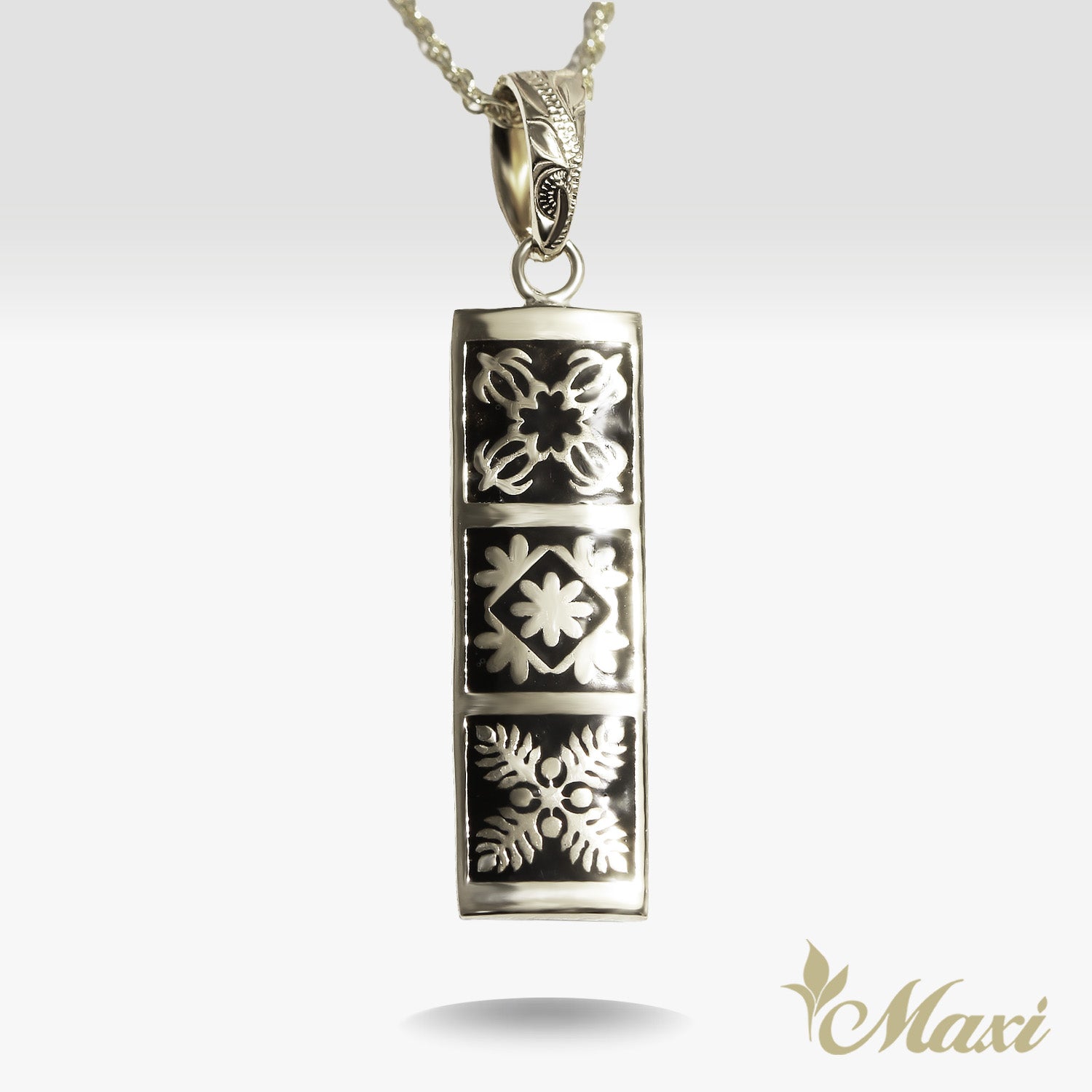 Hawaiian Quilt Pendant-Honu,Naupaka,Kukui [14K/18K Gold]