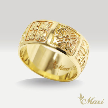 ♦ハワイの夕暮れキルト♦ Hawaiian Quilt Ring [14K/18K Gold] – Maxi Hawaiian Jewelry