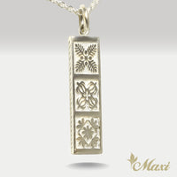 Hawaiian Quilt Pendant-Kukui,Honu,Naupaka [Silver 925]