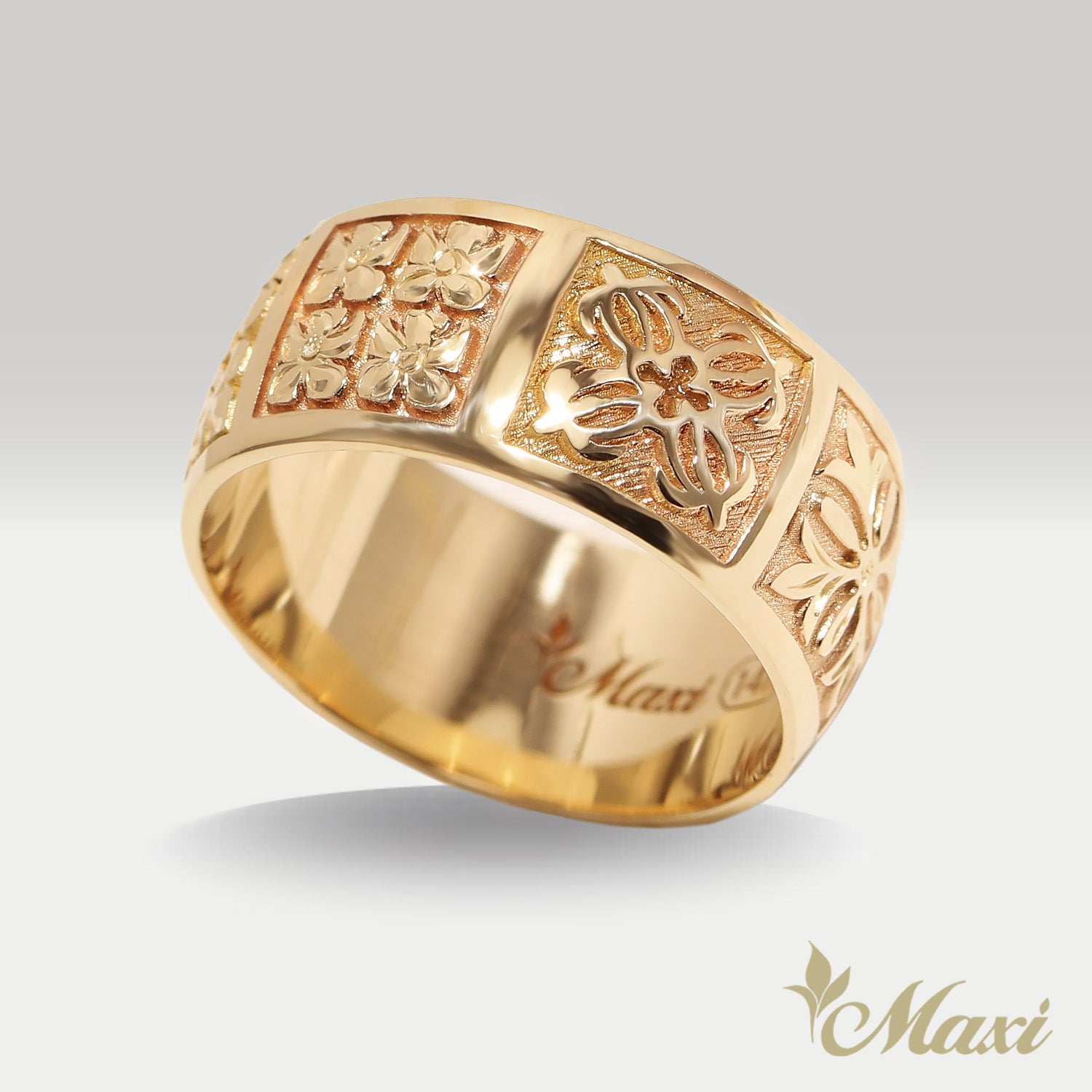 ♦ハワイの夕暮れキルト♦ Hawaiian Quilt Ring [14K/18K Gold] – Maxi Hawaiian Jewelry