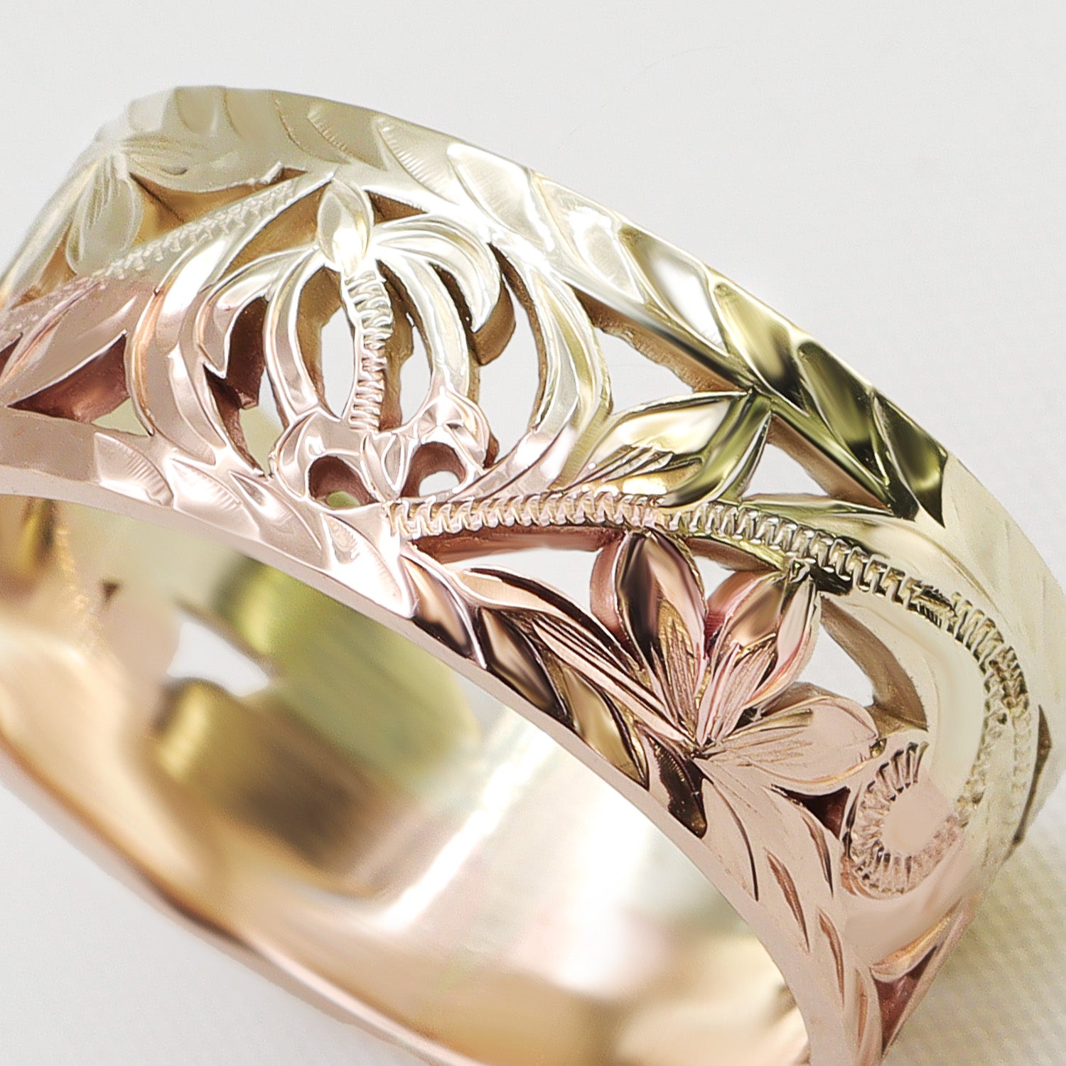 Turtle&Naupaka Cut-Work Ring [14K/18K Gold]