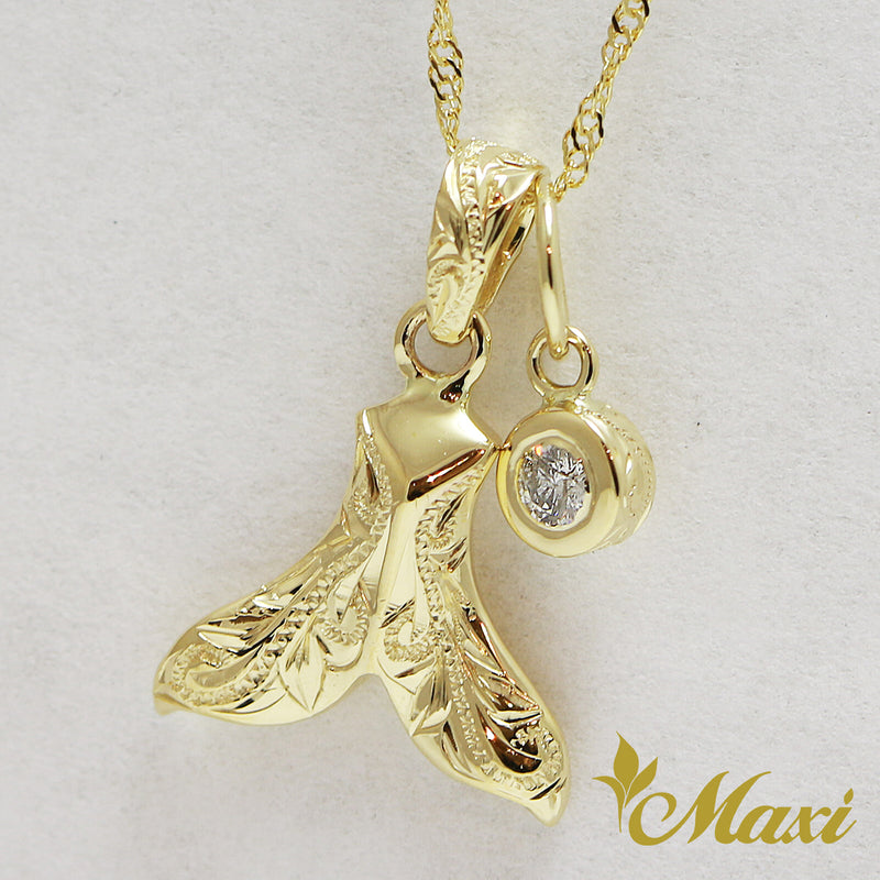 [14K Gold] Kohola Whale Tail Pendant *Made to Order* (P0691)