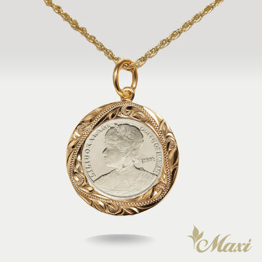 Queen Liliuokalani Replica Coin Pendant-Medium [14K/18K Gold