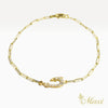 Fish Hook Bracelet with Diamond_Small_Paper Clip Chain  [14K Gold]