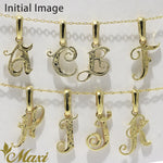 [14K Gold] Crown Initial Pendant with Star Charm Set (P0428, A0124, P0498) [Made to Order]