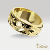 Black Enamel 8mm Hawaiian ring [14K/18K Gold]