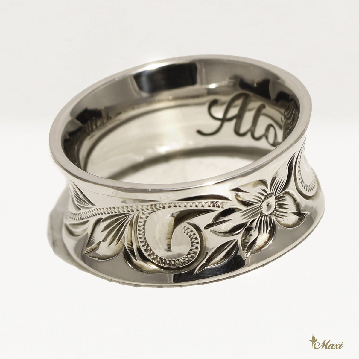 Concave Hawaiian Engraved Ring [Silver 925 Vintage Black] – Maxi