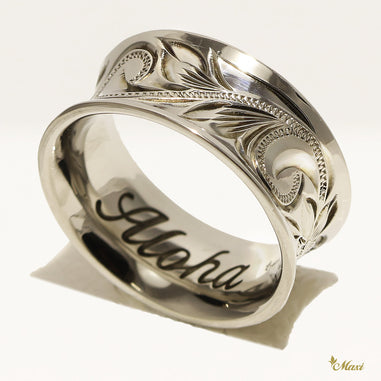 Concave Hawaiian Engraved Ring [Silver 925 Vintage Black] – Maxi 