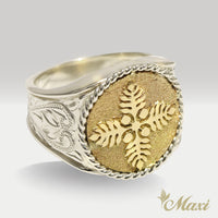 Maile Quilt Signet Ring_Round [Silver 925/14K Gold]